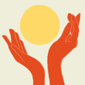 Illustration de mains avec soleil